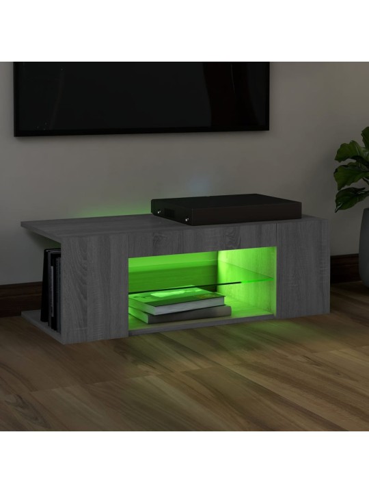Tv galdiņš ar led apgaismojumu, pelēks, 90x39x30 cm