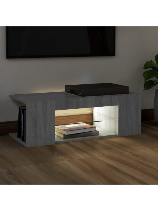 Tv galdiņš ar led apgaismojumu, pelēks, 90x39x30 cm