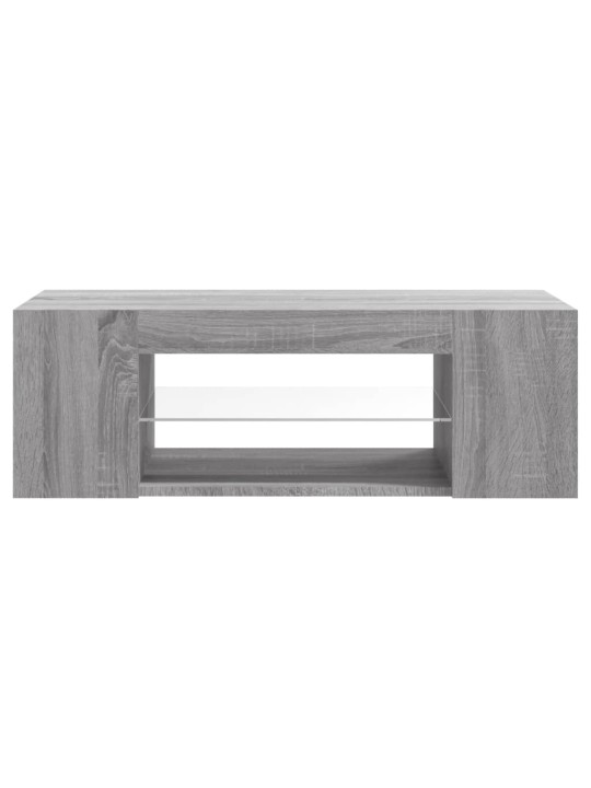 Tv galdiņš ar led apgaismojumu, pelēks, 90x39x30 cm