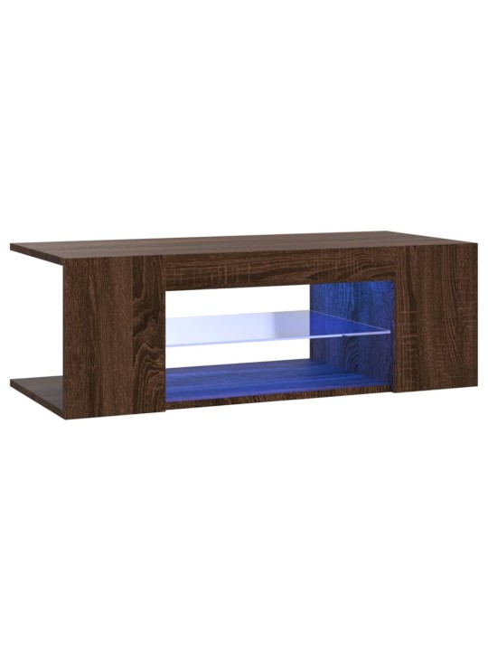 Tv galdiņš ar led apgaismojumu, ozolkoka, 90x39x30 cm