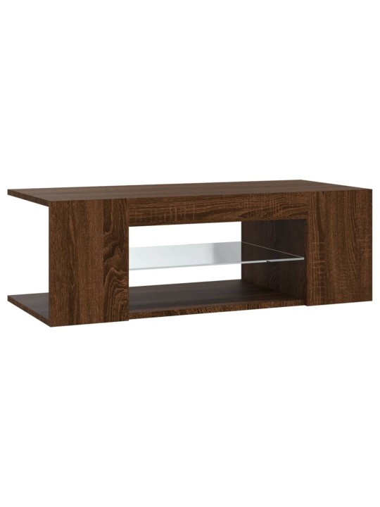Tv galdiņš ar led apgaismojumu, ozolkoka, 90x39x30 cm