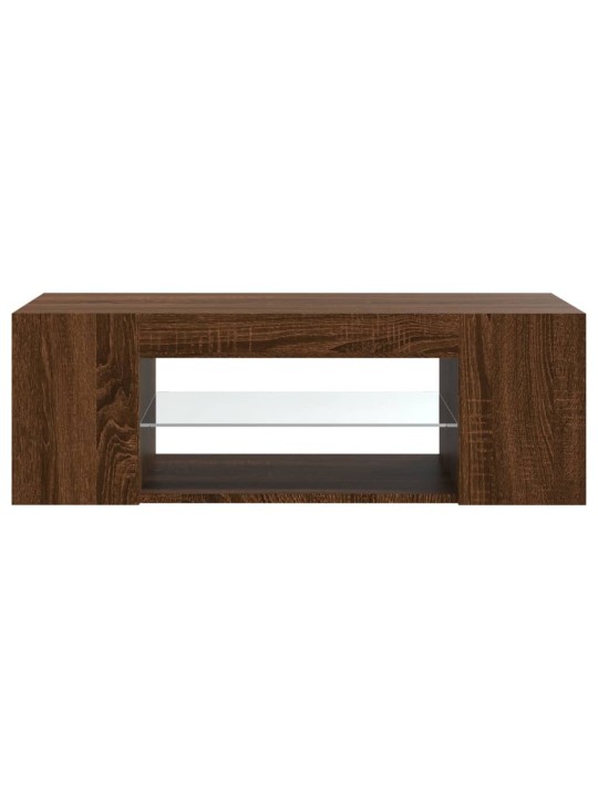Tv galdiņš ar led apgaismojumu, ozolkoka, 90x39x30 cm