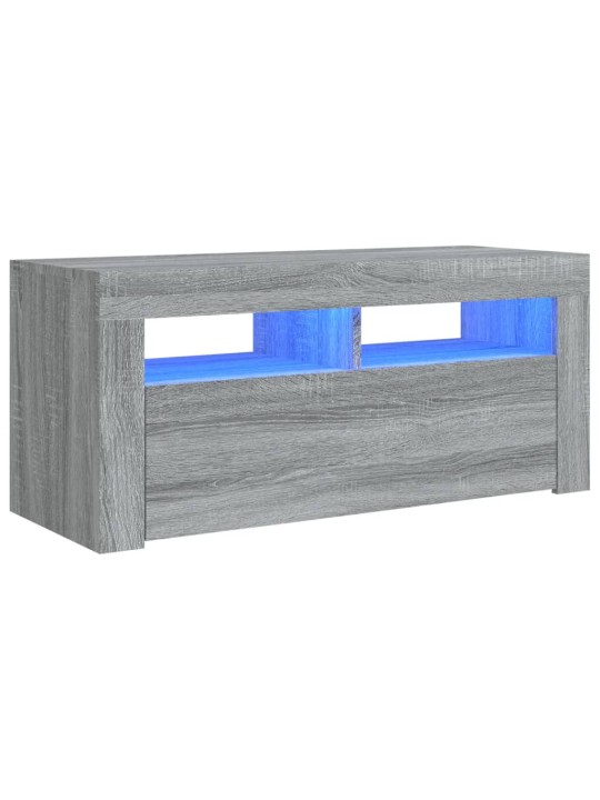 Tv skapītis ar led lampiņām, pelēka ozolkoka krāsa, 90x35x40 cm