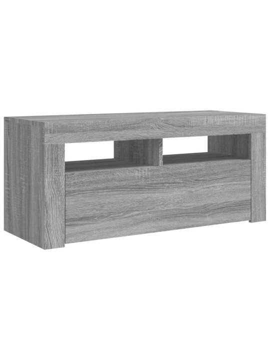 Tv skapītis ar led lampiņām, pelēka ozolkoka krāsa, 90x35x40 cm