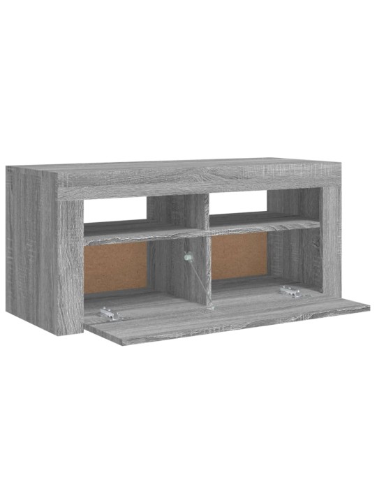 Tv skapītis ar led lampiņām, pelēka ozolkoka krāsa, 90x35x40 cm