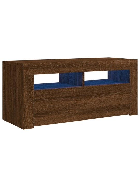 Tv skapītis ar led apgaismojumu, ozolkoka krāsa, 90x35x40 cm