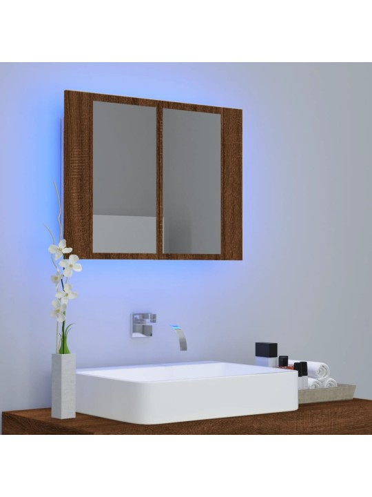 Vannasistabas spoguļskapītis ar led, ozolkoka krāsa, 60x12x45cm