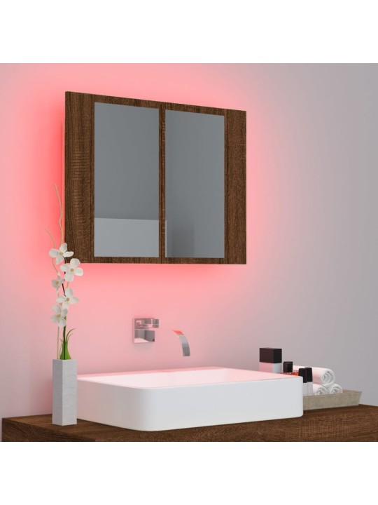 Vannasistabas spoguļskapītis ar led, ozolkoka krāsa, 60x12x45cm