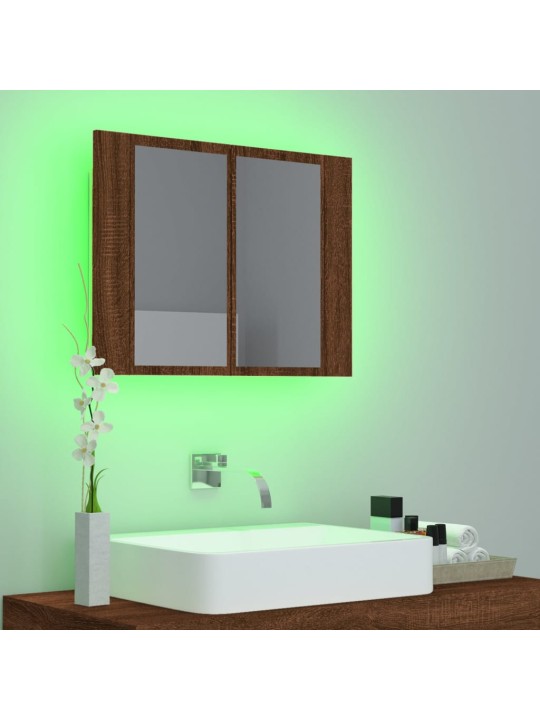 Vannasistabas spoguļskapītis ar led, ozolkoka krāsa, 60x12x45cm