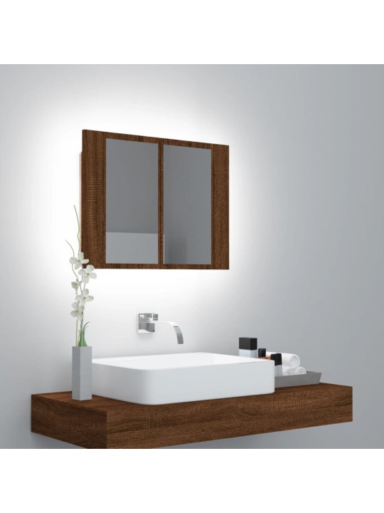 Vannasistabas spoguļskapītis ar led, ozolkoka krāsa, 60x12x45cm