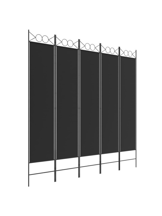 5-paneļu istabas aizslietnis, 200x200 cm, melns audums