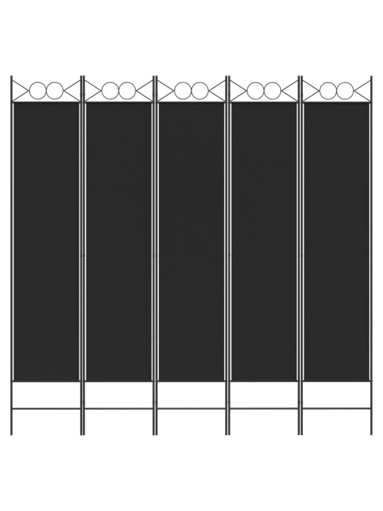 5-paneļu istabas aizslietnis, 200x200 cm, melns audums