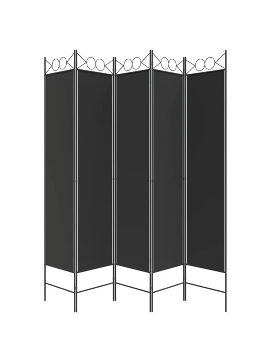 5-paneļu istabas aizslietnis, 200x200 cm, melns audums
