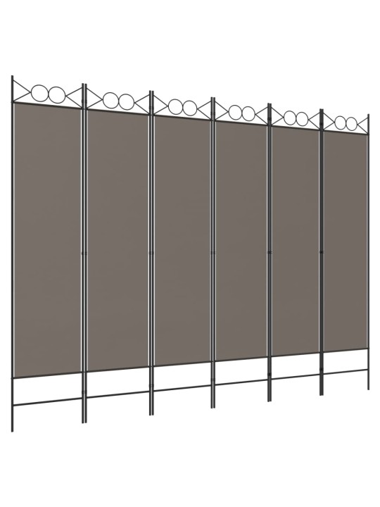 6-paneļu istabas aizslietnis, 240x200 cm, antracītpelēks audums