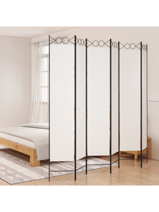 6 paneļu istabas aizslietnis, balts, 240x220 cm, audums
