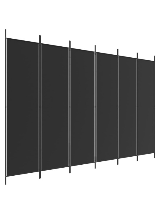 6-paneļu istabas aizslietnis, 300x200 cm, melns audums