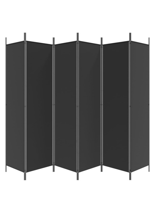 6-paneļu istabas aizslietnis, 300x200 cm, melns audums