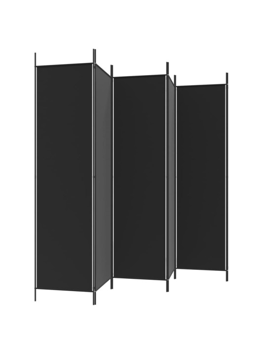 6-paneļu istabas aizslietnis, 300x200 cm, melns audums