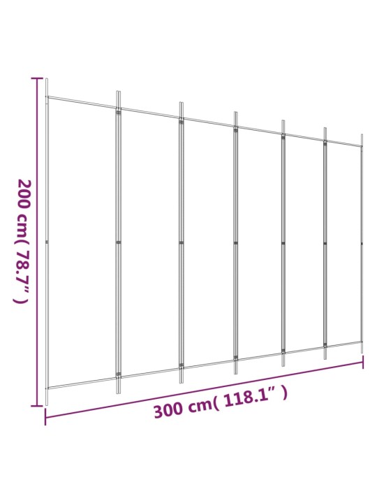 6-paneļu istabas aizslietnis, 300x200 cm, melns audums