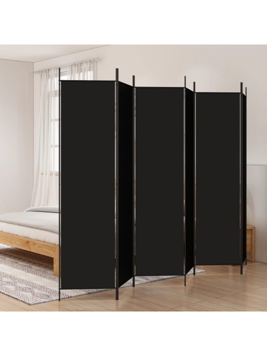 6-paneļu istabas aizslietnis, 300x200 cm, melns audums