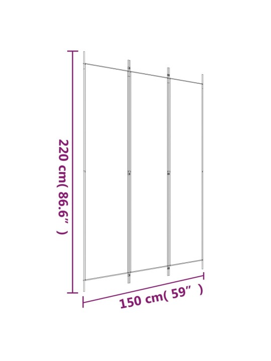 3-paneļu istabas aizslietnis, 150x220 cm, balts audums