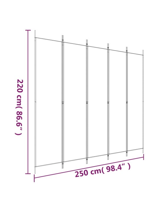 5-paneļu istabas aizslietnis, 250x220 cm, antracītpelēks audums