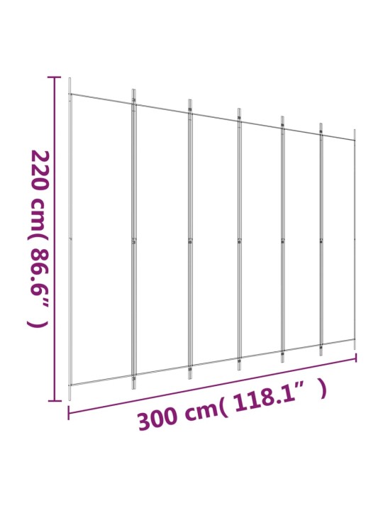 6-paneļu istabas aizslietnis, 300x220 cm, antracītpelēks audums