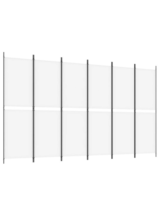 6 paneļu istabas aizslietnis, balts, 300x180 cm, audums