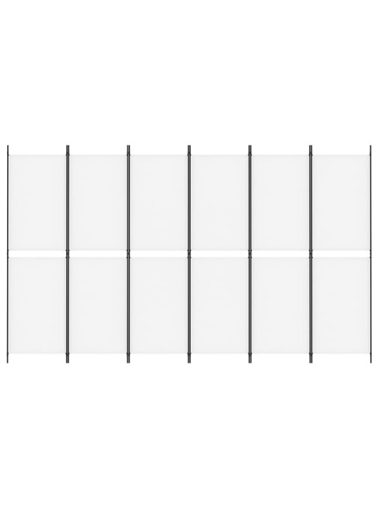6 paneļu istabas aizslietnis, balts, 300x180 cm, audums