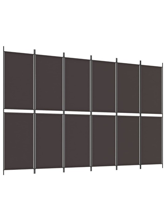 6-paneļu istabas aizslietnis, 300x200 cm, brūns audums