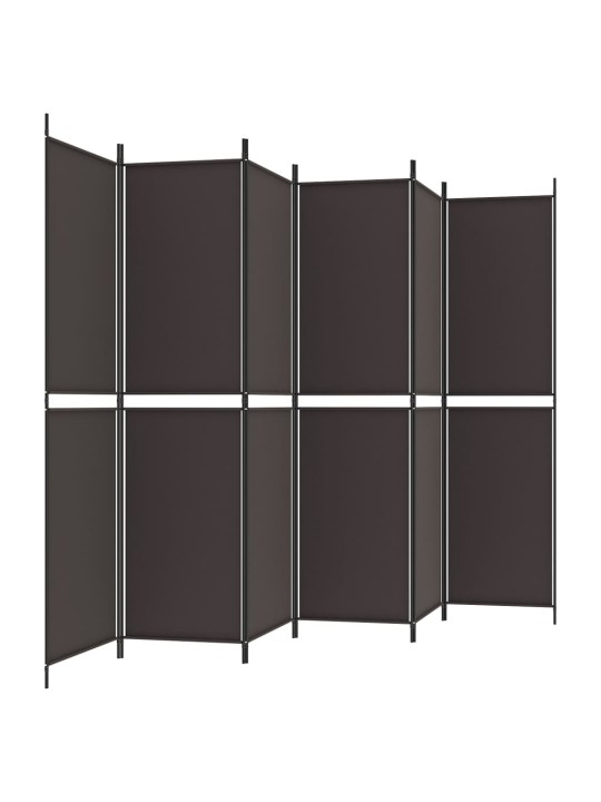 6-paneļu istabas aizslietnis, 300x200 cm, brūns audums