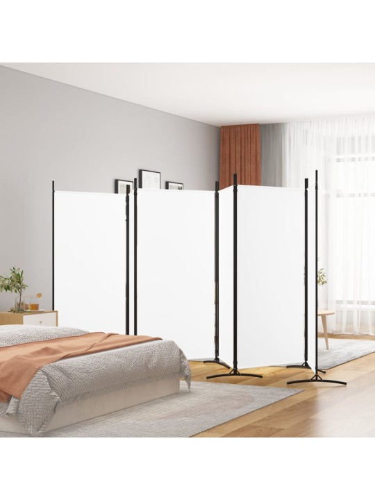 6-paneļu istabas aizslietnis, 520x180 cm, balts audums