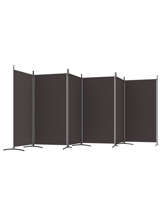6-paneļu istabas aizslietnis, 520x180 cm, brūns audums