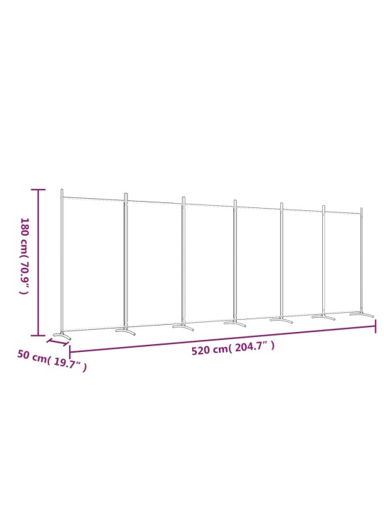 6-paneļu istabas aizslietnis, 520x180 cm, antracītpelēks audums