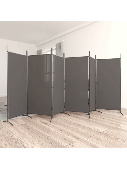 6-paneļu istabas aizslietnis, 520x180 cm, antracītpelēks audums