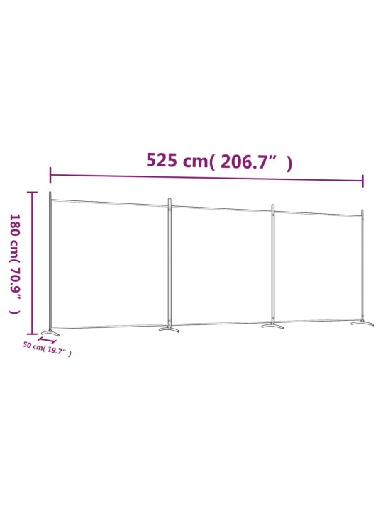 3-paneļu istabas aizslietnis, 525x180 cm, brūns audums