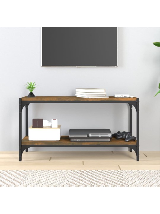 Tv galdiņš, koka krāsa, 80x33x41 cm, inženierijas koks, tērauds