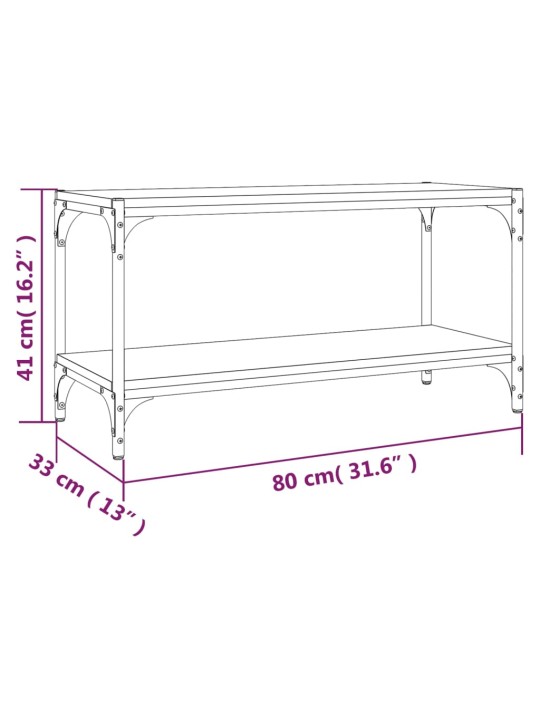 Tv galdiņš, koka krāsa, 80x33x41 cm, inženierijas koks, tērauds