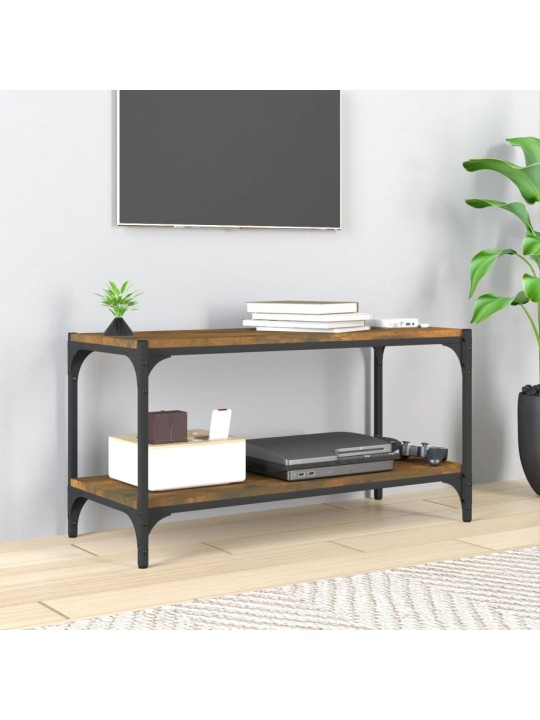 Tv galdiņš, koka krāsa, 80x33x41 cm, inženierijas koks, tērauds