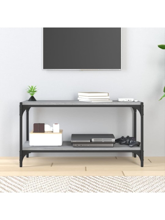 Tv galdiņš, pelēks, 80x33x41 cm, inženierijas koks, tērauds