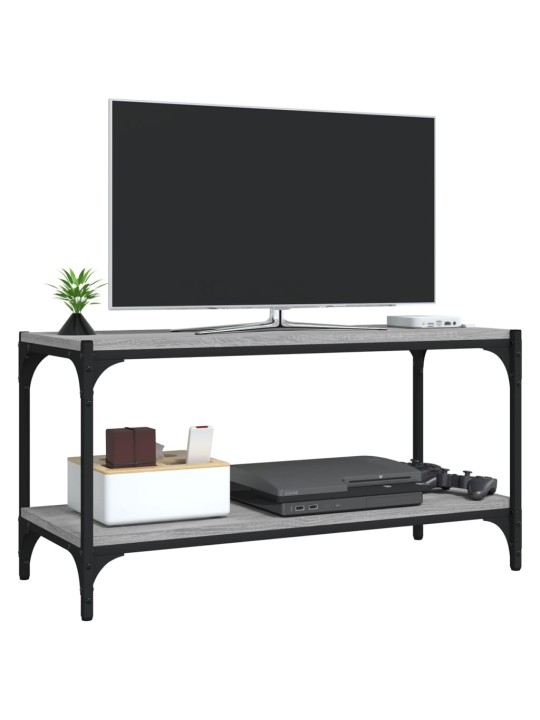 Tv galdiņš, pelēks, 80x33x41 cm, inženierijas koks, tērauds