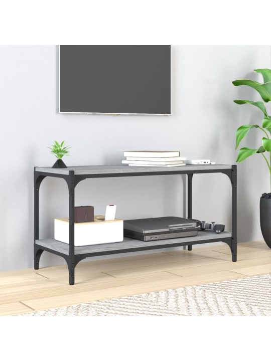 Tv galdiņš, pelēks, 80x33x41 cm, inženierijas koks, tērauds