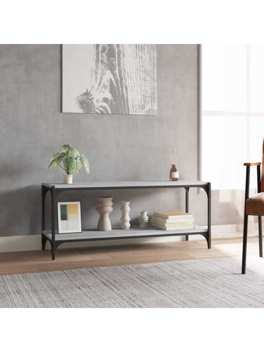 Tv galdiņš, pelēks, 100x33x41 cm, inženierijas koks, tērauds