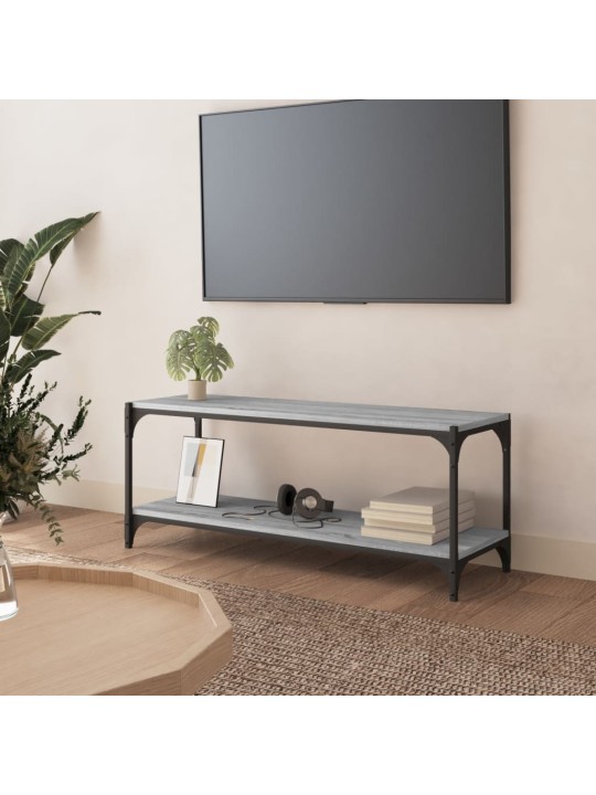 Tv galdiņš, pelēks, 100x33x41 cm, inženierijas koks, tērauds