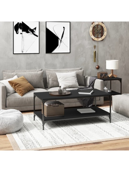 Kafijas galdiņš, melns, 100x50x40 cm, inženierijas koks