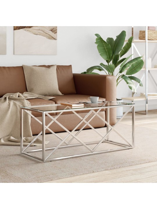 Kafijas galdiņš, 110x45x45 cm, nerūsējošs tērauds un stikls