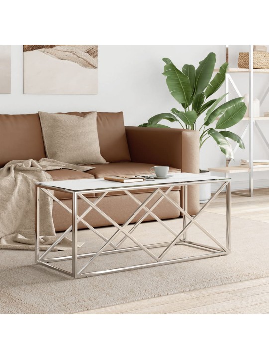 Kafijas galdiņš, 110x45x45 cm, nerūsējošs tērauds un stikls