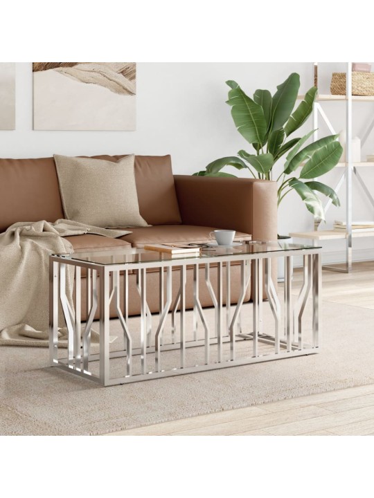 Kafijas galdiņš, 110x45x45 cm, nerūsējošs tērauds un stikls