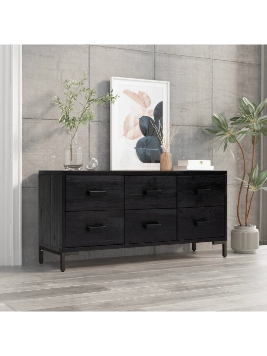 Uzglabāšanas sols, melns, 110x30x45 cm, priedes masīvkoks