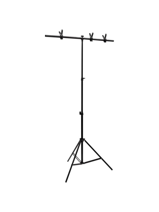 Fonu statīvs, t-forma, melns, 91x60x(70-200) cm